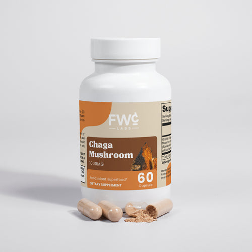 Chaga Mushroom Capsules - Plant-Based Daily Wellness Supplement | Standardized 40% Polysaccharides Formula - Non-GMO & Vegan - 60 Capsules