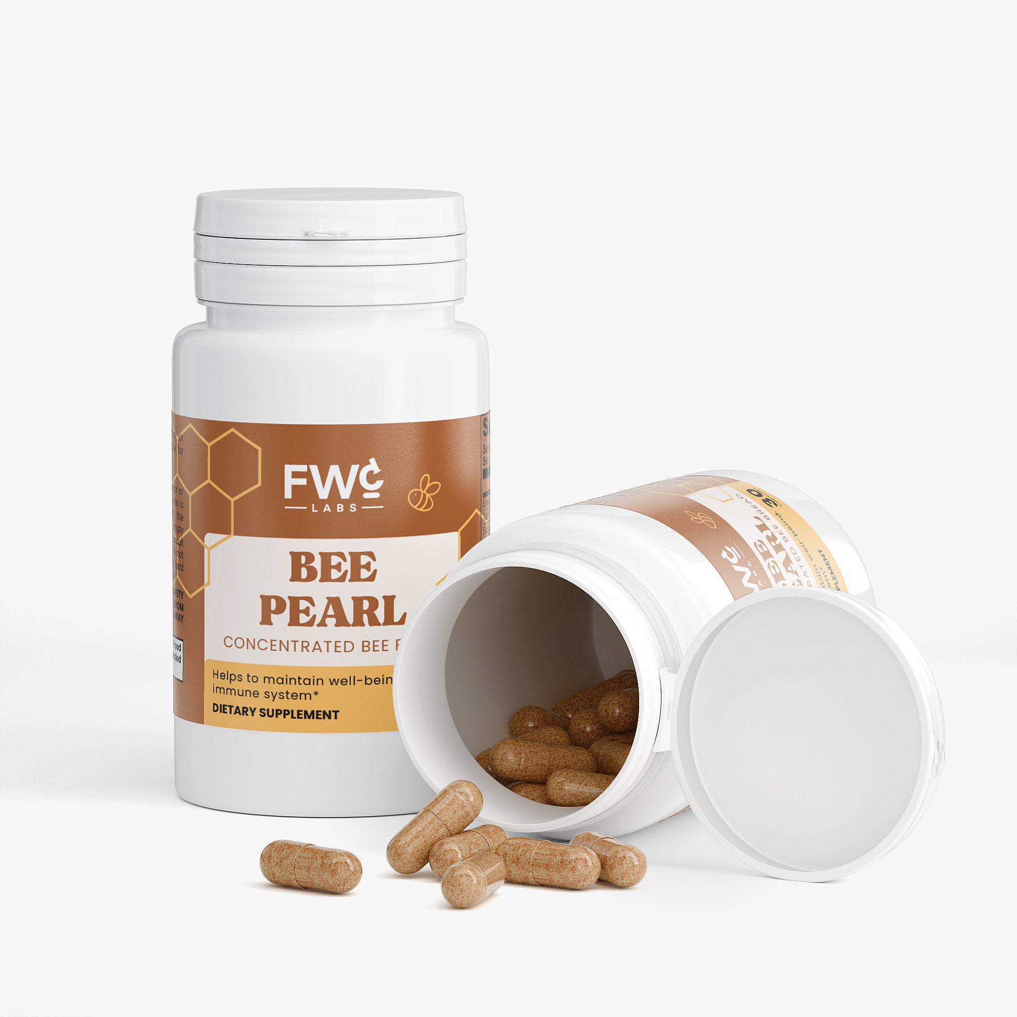 FWCLABS Bee Pearl Nutrient Concentrate - Premium Freeze-Dried Bee Bread Extract with Vitamin C | Whole-Food Daily Vitality Supplement - Gluten-Free & Vegetarian - 30 Capsules