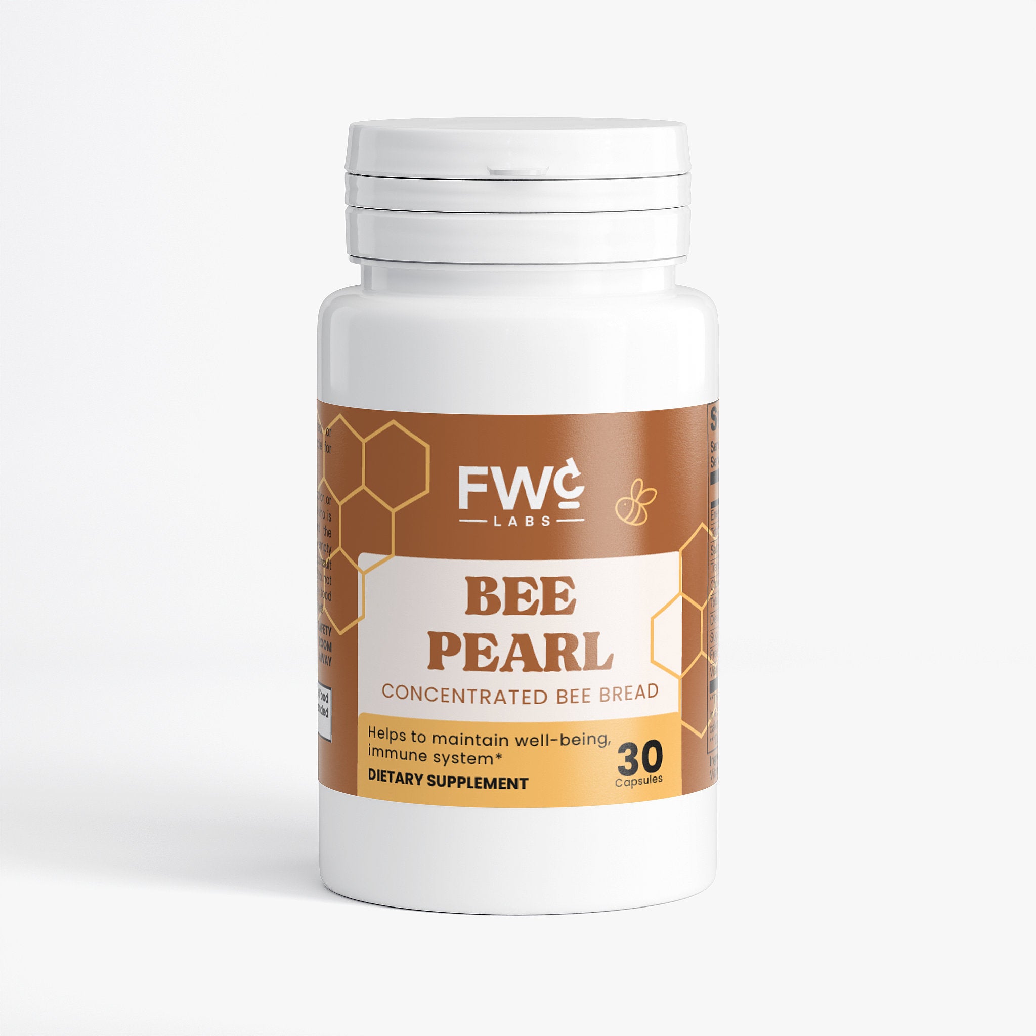 FWCLABS Bee Pearl Nutrient Concentrate - Premium Freeze-Dried Bee Bread Extract with Vitamin C | Whole-Food Daily Vitality Supplement - Gluten-Free & Vegetarian - 30 Capsules