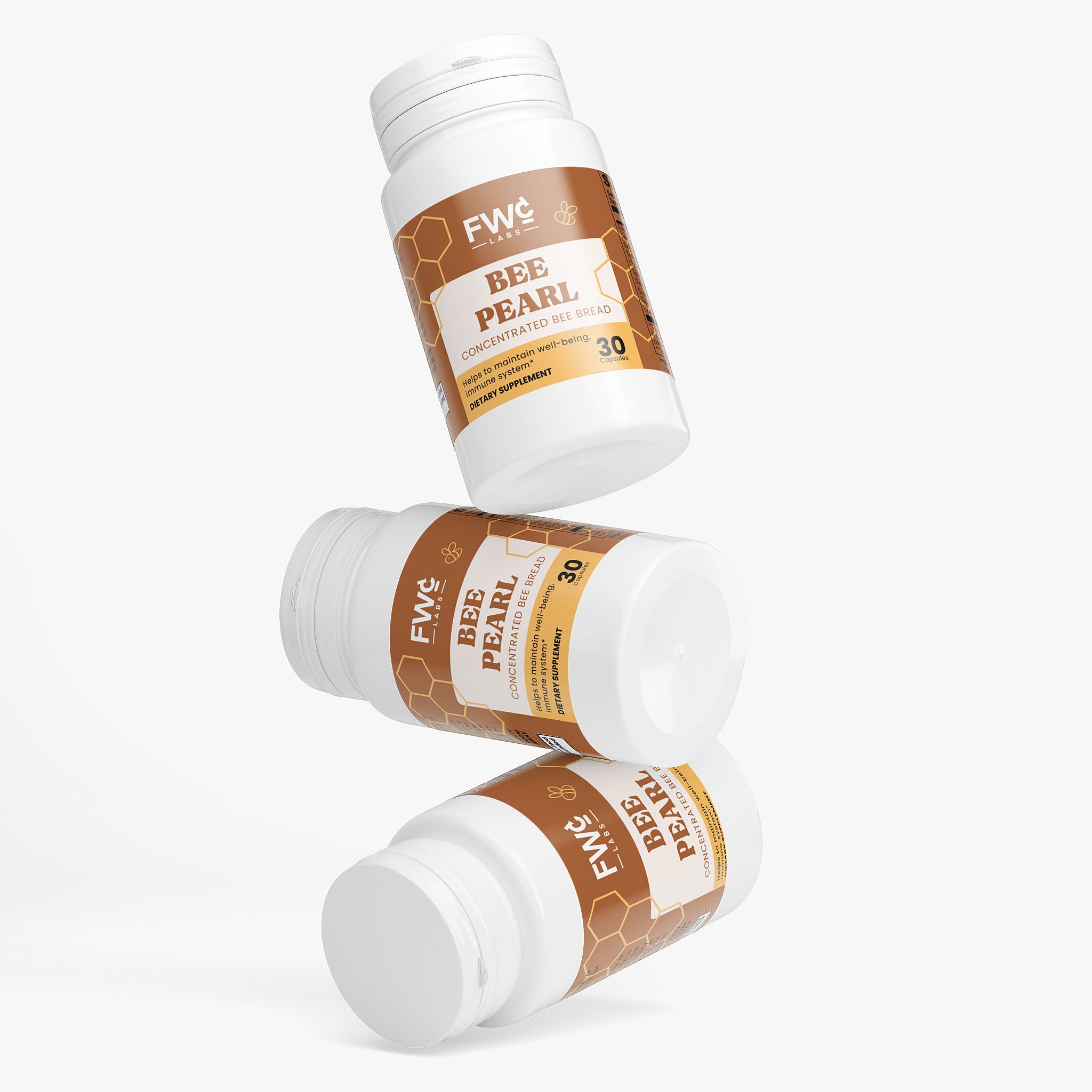 FWCLABS Bee Pearl Nutrient Concentrate - Premium Freeze-Dried Bee Bread Extract with Vitamin C | Whole-Food Daily Vitality Supplement - Gluten-Free & Vegetarian - 30 Capsules